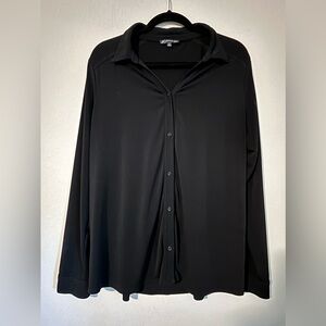 ADRIANNA PAPELL - Elegant Black Button Down Top - stretch - XL